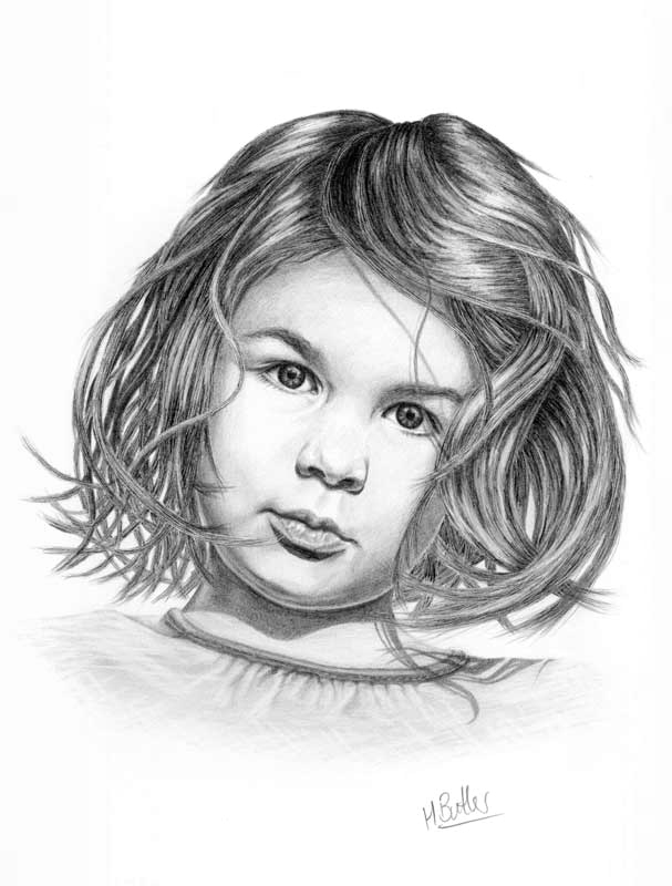 pencil portrait toddler